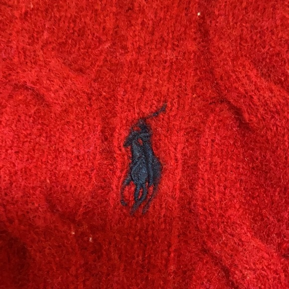 100% Lamb Wool Polo Ralph Lauren Women Large Red Sweater - Picture 2 of 4